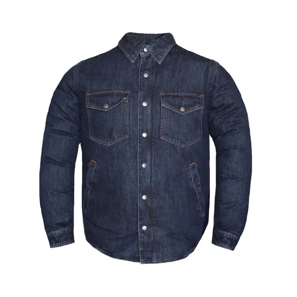 Men's Biker Blue Denim Club Style Anarchy Canvas Shirt Conceal Carry Gun pocket - Picture 5 of 5